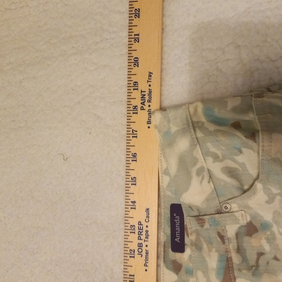 Gloria Vanderbilt Pants 18 Amanda Camouflage Embroidered Flowers Roll Cuff - Picture 6 of 13